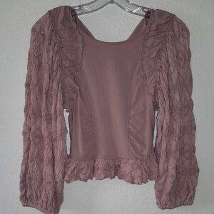 Free People Women's Top with Textured Sleeves NWOT